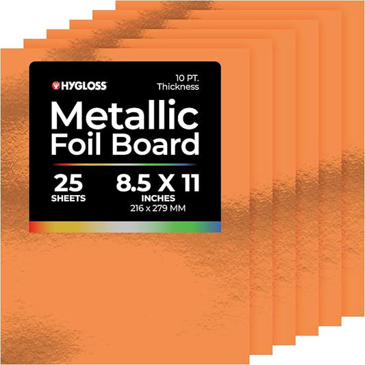 Hygloss Metallic Cardstock Sheets – 25 Shiny Red Copper Sheets, 8.5” x 11” by HyglossProductsInc