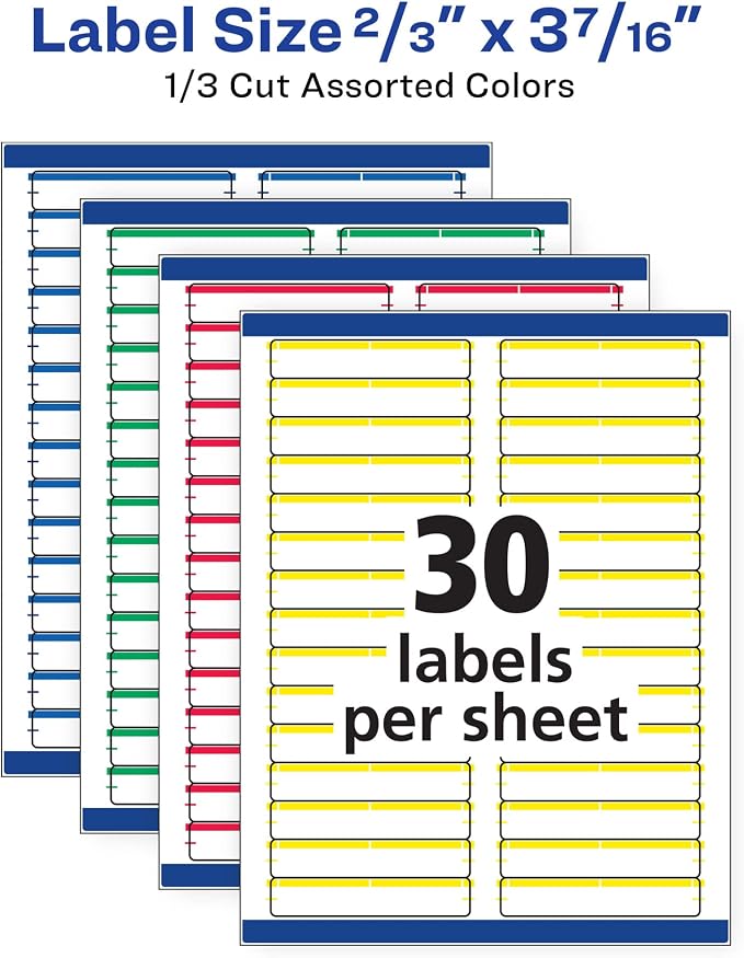 Avery TrueBlock File Folder Labels, 2/3" x 3-7/16", 10 Packs, 500 Printable - Image 5