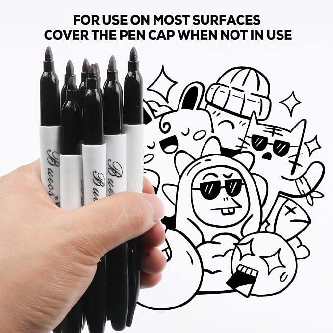 Buecs Permanent Markers, Fine Point, Waterproof & Smear Proof Markers, Quick - Image 7