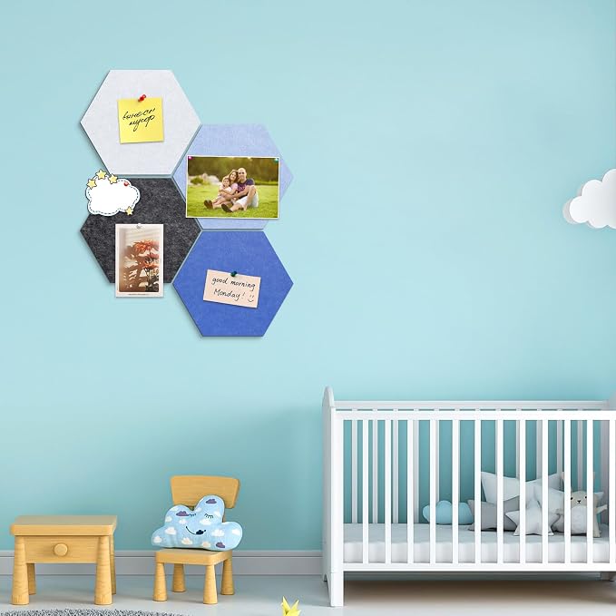 4 Pack Hexagon Felt Bulletin Board Tiles - Image 2