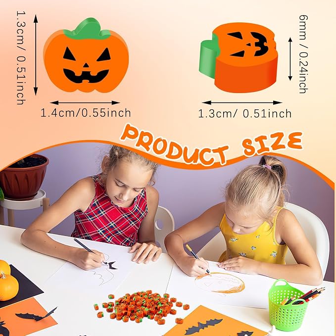 JUNEBRUSHS 150 Pcs Halloween Mini Erasers, Cute Small Pumpkin Erasers Bulk | - Image 2