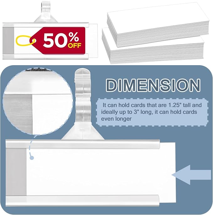 50 Pieces Plastic Wire Shelf Label Holders, Reusable Price Label Holder - Image 4