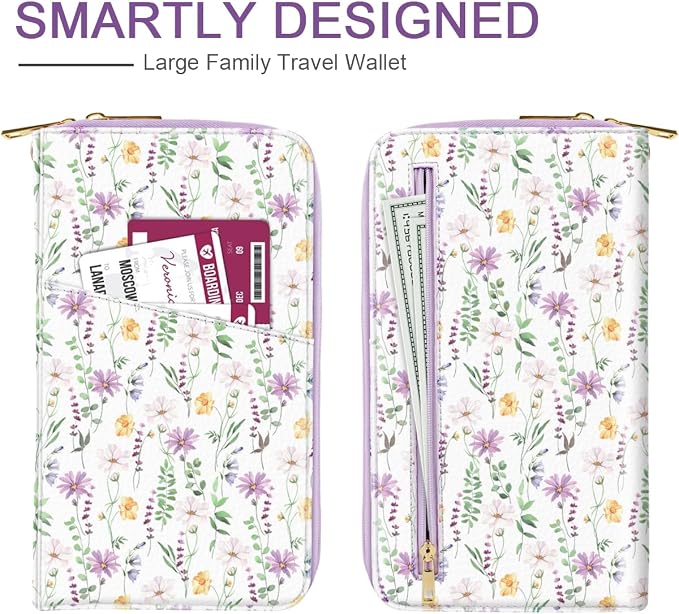 Family Passport Holder Wallet RFID Blocking Document Organizer PU Leather - Image 3