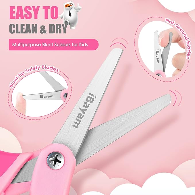 iBayam 5" Kid Scissors with Cover, Safety Small Scissors - Image 3