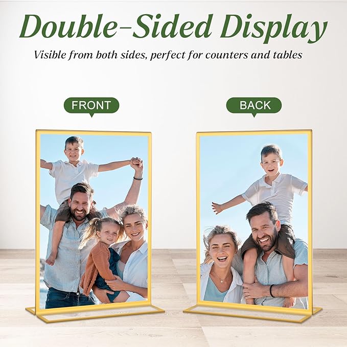 20 Pack Gold Acrylic Sign Holders 4x6 Inch, Double Sided Vertical Stand Clear - Image 4