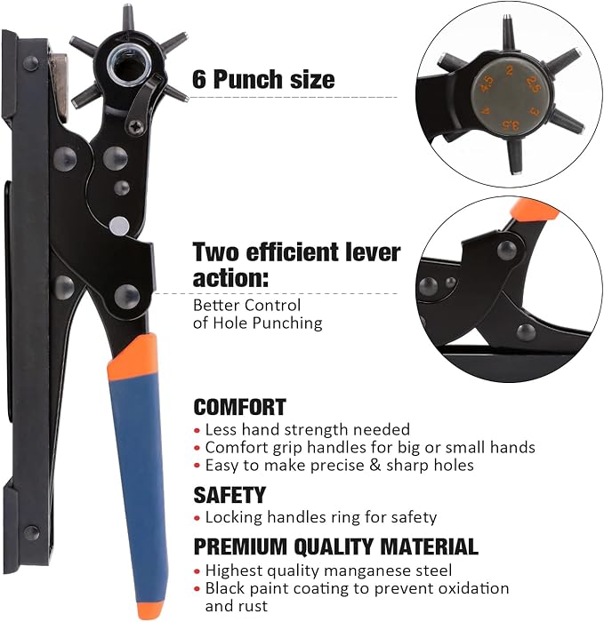 KingTool Desktop Leather Hole Punch Set, Super Heavy Duty Rotary Puncher - Image 3