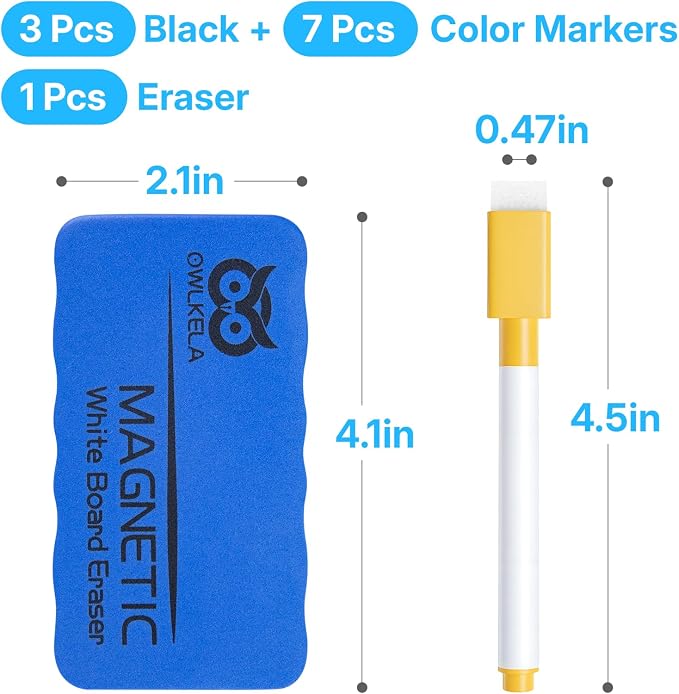 OWLKELA 10 Pcs Colorful Magnetic Erasable Markers - Image 2