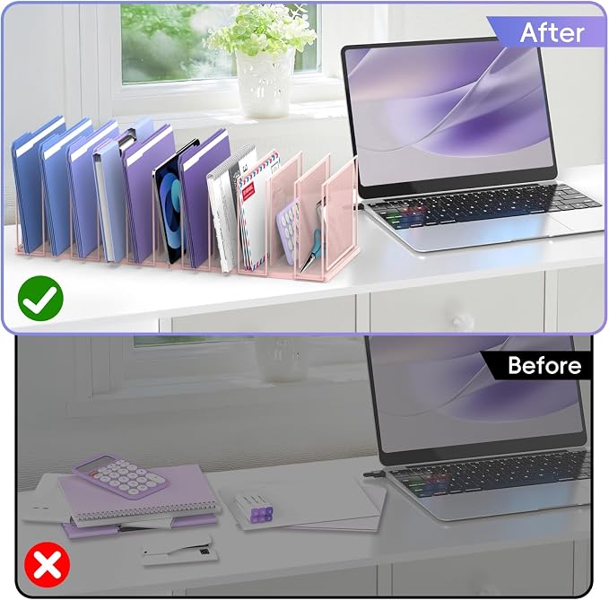 File Organizer for Desk, 11-Section Vertical File Sorter, Paper Holder - Image 7