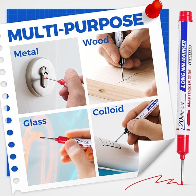 15 PCS Long Head Deep Hole Marker Pens, 20 MM Long Nib Marker - Image 5