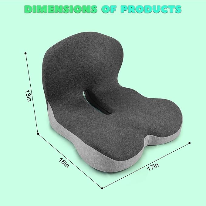 Buttocks Cushion for Office Chair Memory Foam Seat Pad for Butt Support Tailbone Relief Ergonomic Chair Cushion for Home Car Travel or Work (Classic Black)-DeskLoop Office
