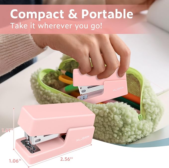 NUSIGN Mini Stapler with 830 Staples, Small Cute Desk Staplers, 25 Sheet - Image 7