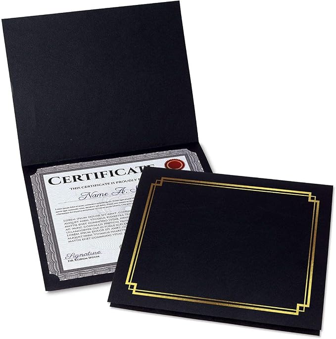 Classic Black & Gold Certificate Folders by Fine+Stationery