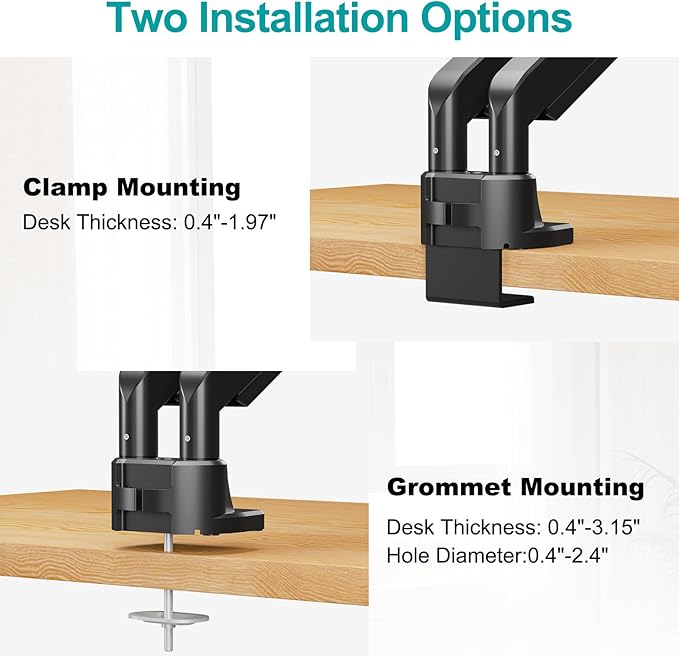 MOUNT PRO Dual Monitor Stand for Max 43 Inch Ultrawide Computer Screen, Premium Aluminum Heavy Duty Monitor Arm Holds 6.6lbs to 33lbs, Gas Spring Full Motion Display Desk Stand, VESA Mount-DeskLoop Office
