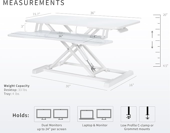 VIVO 36 inch Desk Converter, K Series, Height Adjustable Sit to Stand Riser - Image 3