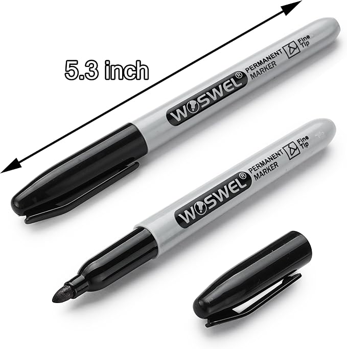 WOSWEL Permanent Markers Bulk, 200 Pack, Fine Tip, Waterproof, Quick Drying - Image 5