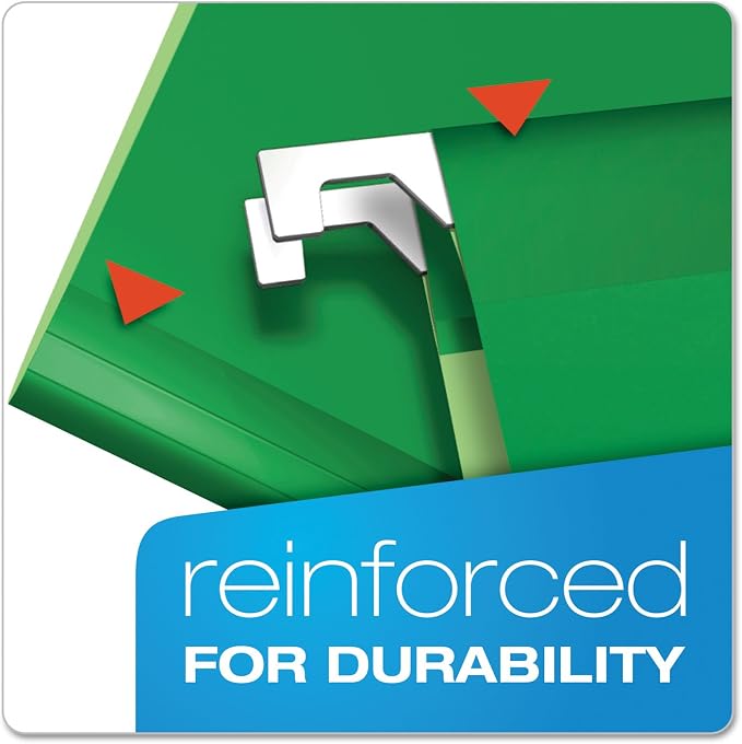 Pendaflex Reinforced Hanging File Folders, Letter Size, Bright Green, 1/5 Cut - Image 2