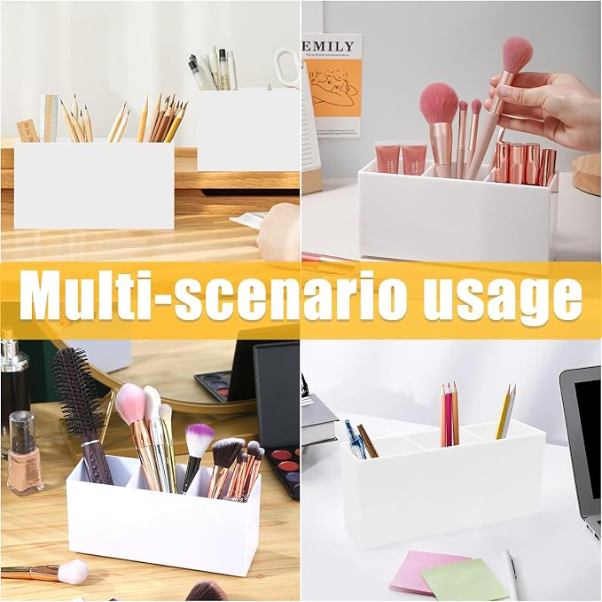 Cerpourt White Makeup Brush Organizer, Acrylic Cosmetic Brushes Storage Holder - Image 7