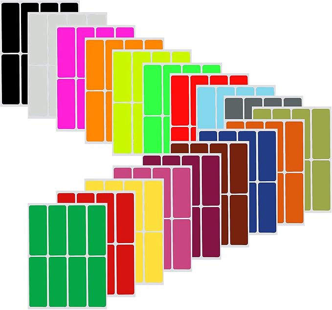 Royal Green Rectangular Coding Stickers- 18 Color Write on Labels, Organizing by RoyalGreen