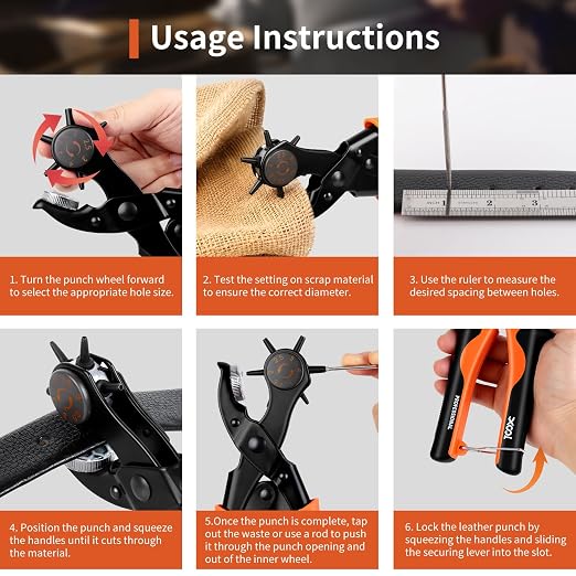 XOOL Small Hole Leather Hole Puncher, Precision Watch Punch Tool Set - Image 6