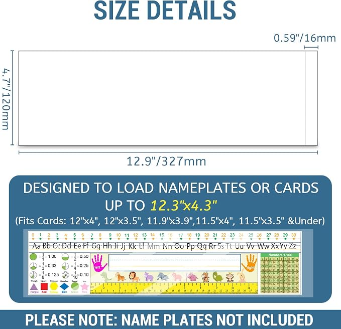 40 PCS Nameplate Pocket, 12.9" x 4.7" Adhesive Desk Nameplates Sleeves Name Tag - Image 2