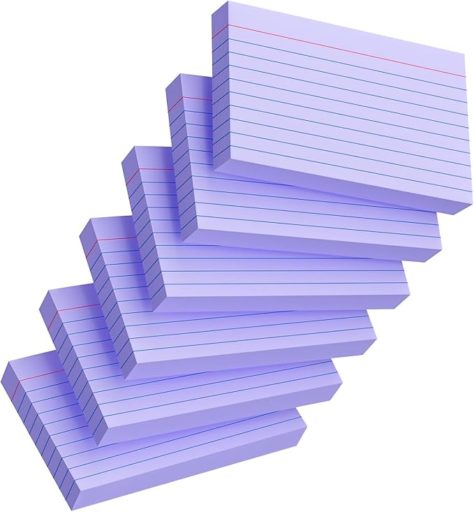 Index Cards 3x5 Inch, Flash Cards, Ruled Lined Purple Note Cards Paper by Ciphyfee