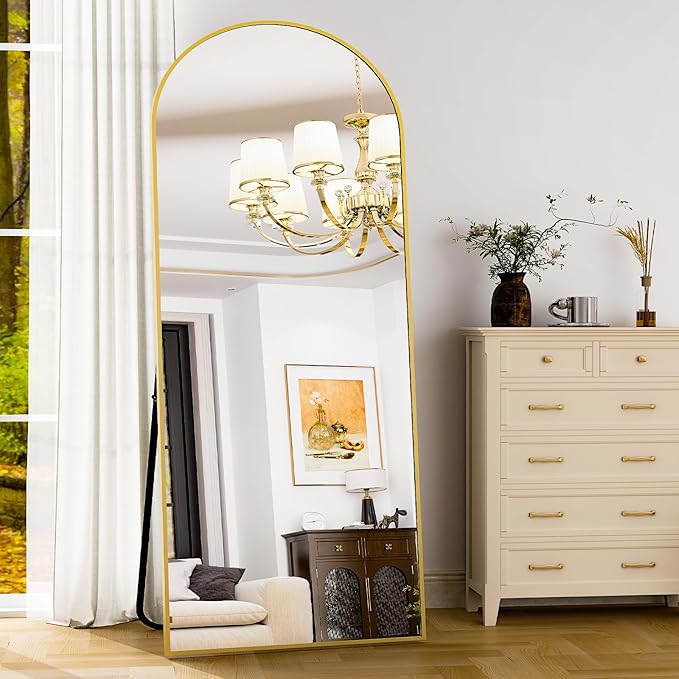 HARRITPURE 28" x 71" Full Length Mirror - Aluminum Alloy Frame Full Body Mirror - Gold Extra Large Floor Mirrors for Bedroom, Living Room, Bathroom-DeskLoop Office