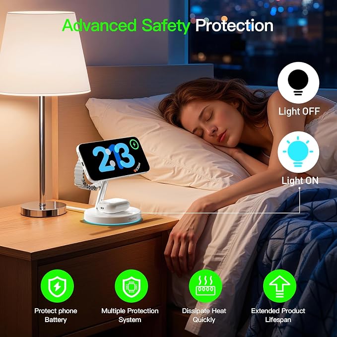 【Adjustable Blue Ambient Light】 Wireless Charger 3 in 1 - Image 5