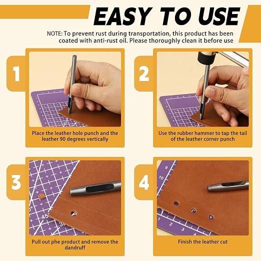 10 Pcs Leather Hole Punch Tool Set, 0.5mm-3.5mm Round Belt Hole Puncher - Image 3