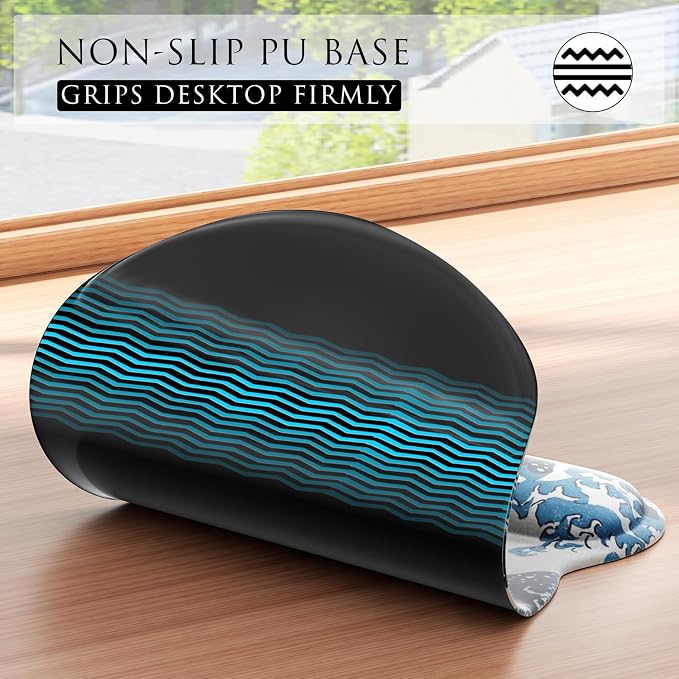 MROCO Ergonomic Mouse Pad with Gel Wrist Rest, 9.4 x 8.1 in, Great Wave | - Image 6