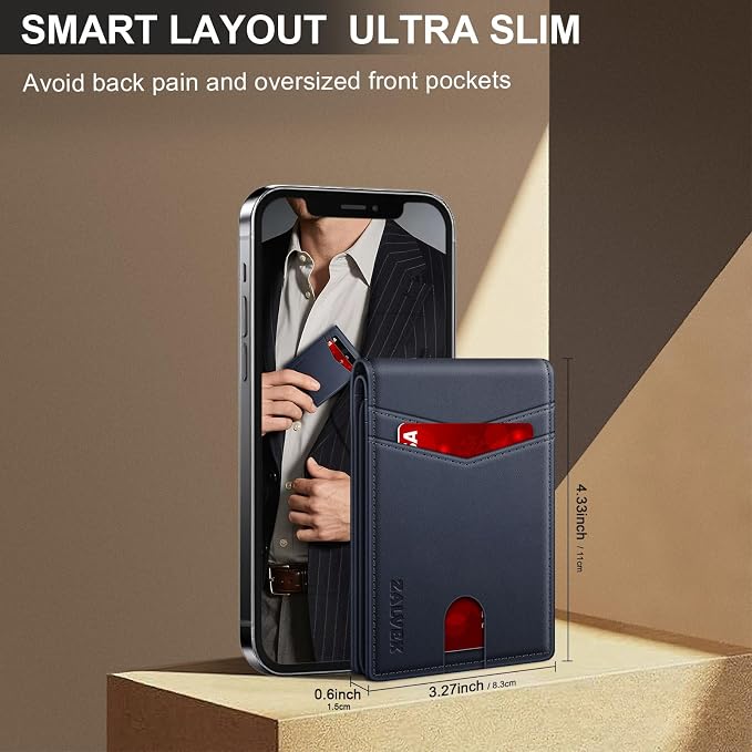 Wallet for Men Slim RFID Blocking Leather Credit Card Holder Wallet for 14 Cards - Image 4