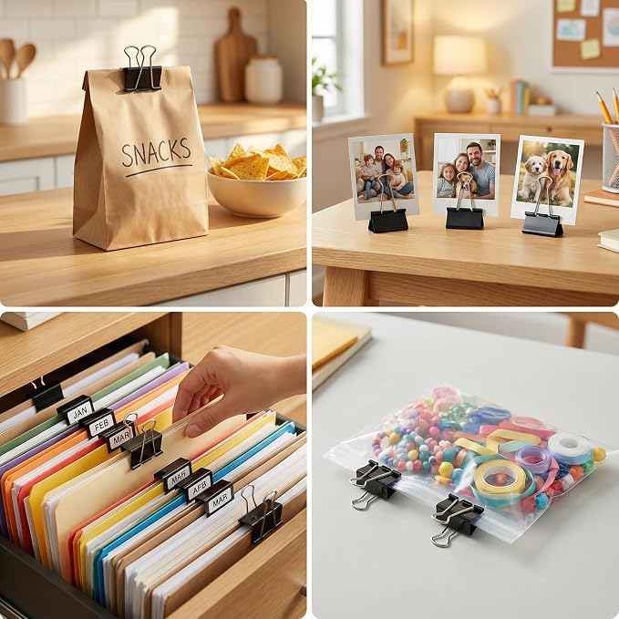 180 Pcs Binder Clips Assorted Sizes, 4 Sizes Cute Binder Clips Large Medium - Image 5
