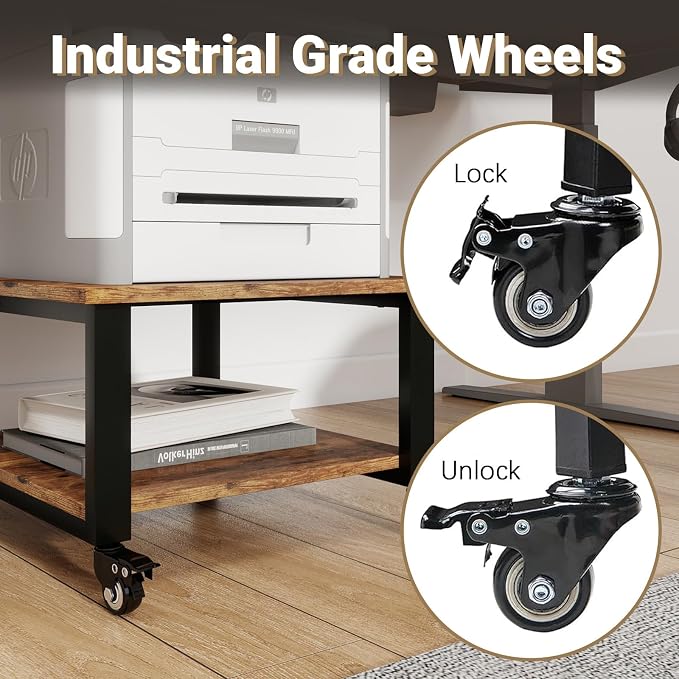Natwind 2 Tier Laser Printer Stand, Retro | Large Printer Table Copier Stand - Image 6