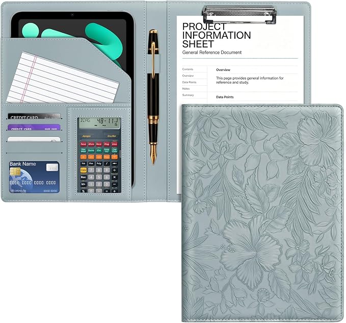 Clipboard Folder Padfolio, Embossed Faux Leather Interview Legal Document by WAVEYU