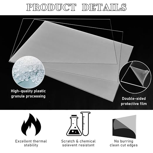 Roowest 6 Pcs 24 x 48 Inch, 1/8 Inch Thick Clear Acrylic Sheets Plastic Panels - Image 4