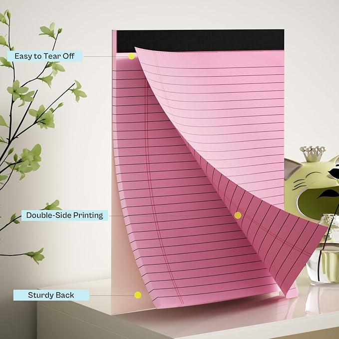 2 Pack Legal Pads 8.5 x 11 Pink Note Pads 8.5 x 11 Purple Notepad 8.5 x 11 Perforated Writing Pads 8.5 x 11 Lined Paper Pads Wide Ruled Pad of Paper 30 Sheets Notebook for Study, To-Do Lists, Office-DeskLoop Office