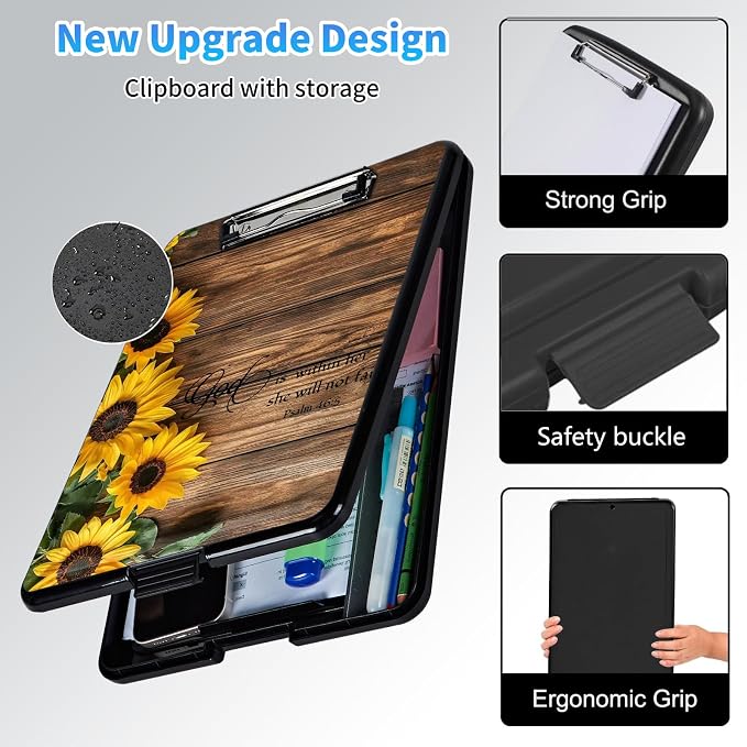Clipboard with Storage, A4 High Capacity Clip Boards 14.4 x 9.6, Heavy Duty - Image 3