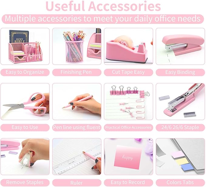 Pink Desk Organizers and Accessories, - Image 5