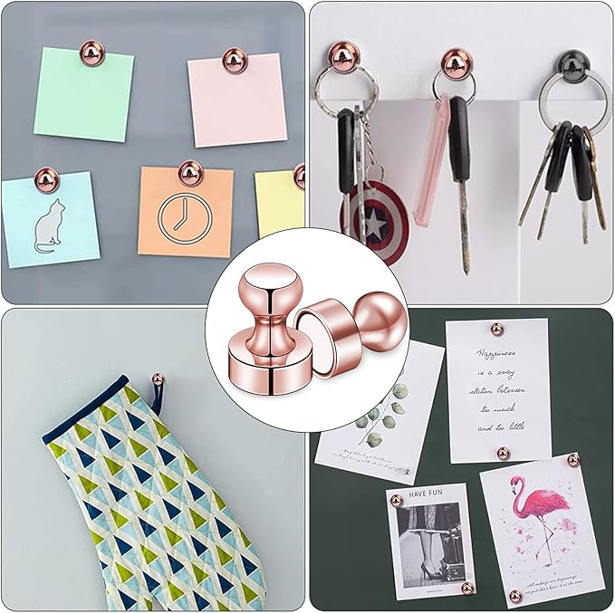 LOVIMAG 20 PCS Refrigerator Magnets, Rose Gold Fridge Magnet Strong Magnets for Whiteboard, Small Neodymium Magnetic Ideal for Push Pin, Office, Classroom, Map-DeskLoop Office