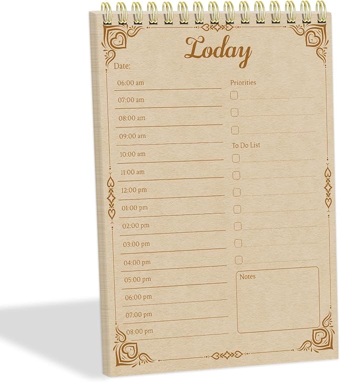 Tlenpo Daily To Do List Notebook 60 Sheets Vintage kraft paper, 5.1 x 7 In by Tlenpo