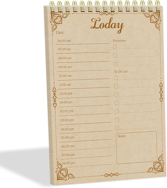 Tlenpo Daily To Do List Notebook 60 Sheets Vintage kraft paper, 5.1 x 7 In by Tlenpo