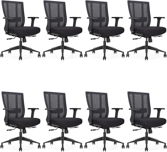 Bitchair Ergonomic Mesh Conference Room Chair - Adjustable Lumbar Support Computer Desk Chair with Height Adjustable Arms - Seat Depth Adjustable Office Chair - (Black) (Pack of 8)-DeskLoop Office