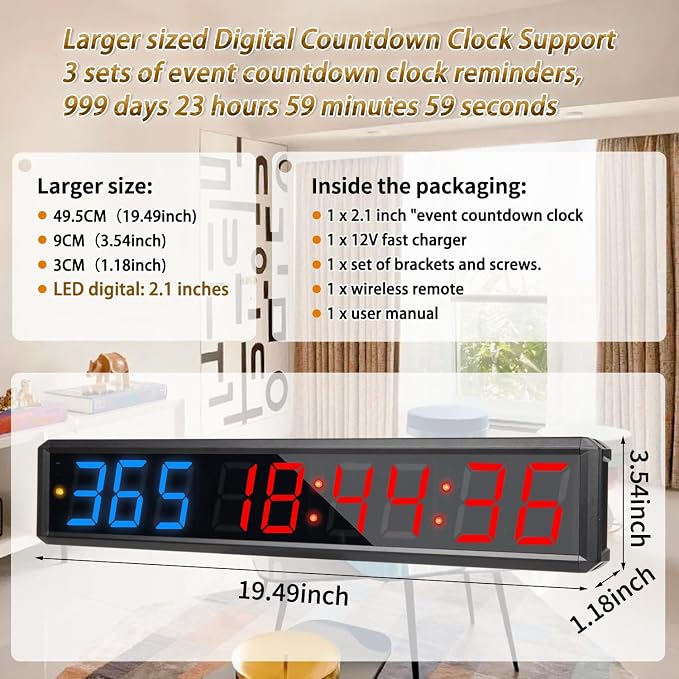 LED Countdown Clock, 999 Days, 23 Hours, 59 Minutes, 59 Seconds, Event - Image 2