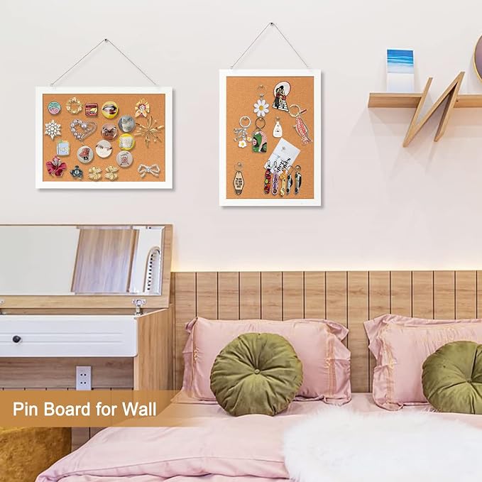 2-Pack Double-Sided Small Wood Framed Cork Board, Picture Display Vision Board - Image 6