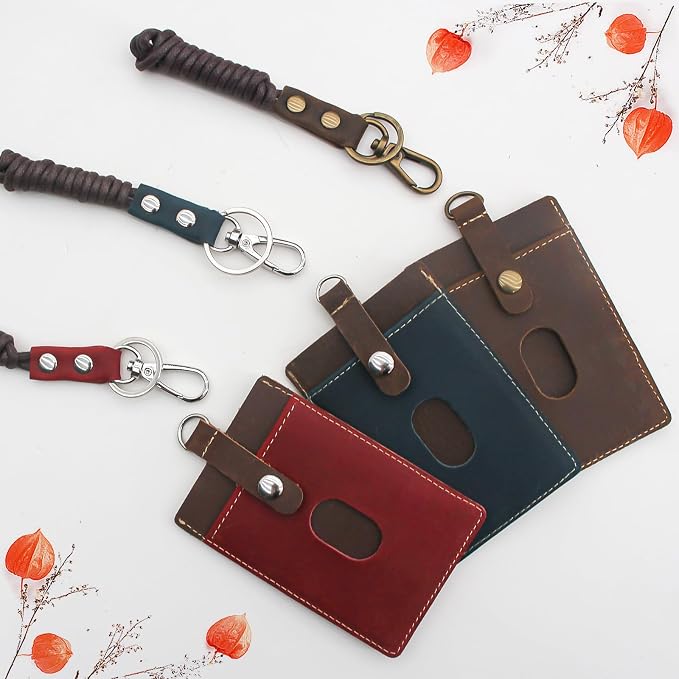 Badge Holder: Boshiho Cowhide Leather ID Badge Card Holder - Image 6