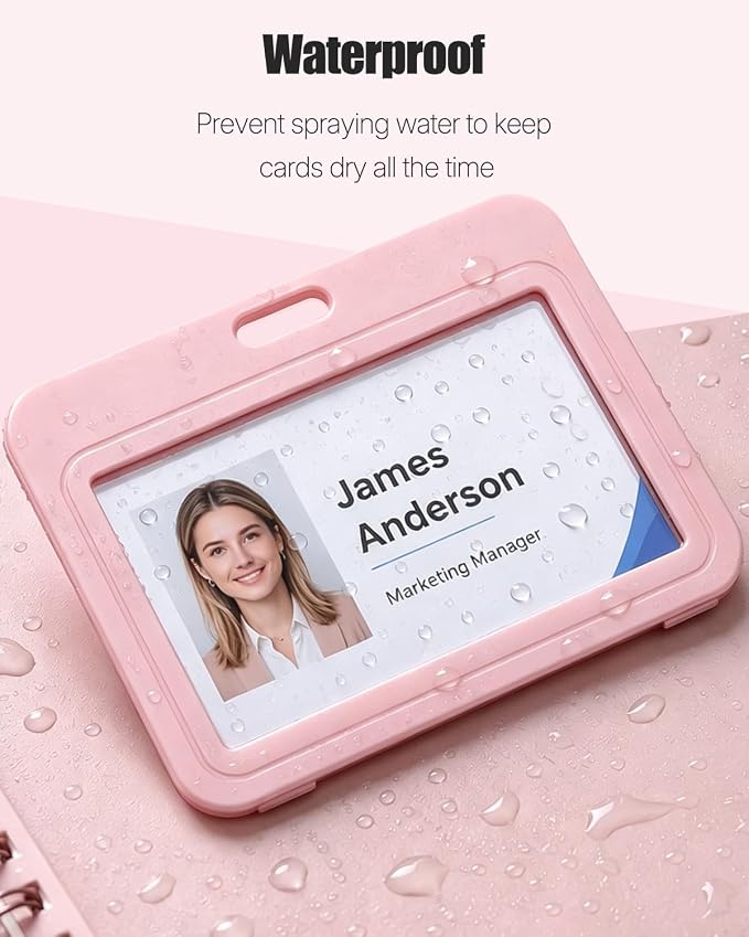 Uniclife 3 Pack Pink Horizontal Badge Holders - Image 4