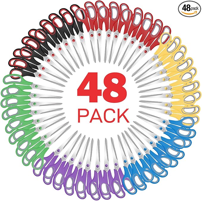 48 Packs 8" Sewing Craft Scissors Bulk, Stainless Steel Shears by Xnluothsk