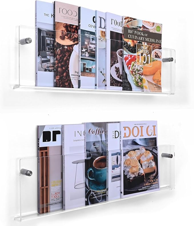 2 Pack 24 Inch Clear Acrylic Magazine Holder, Floating Brochure Display by XOHYW