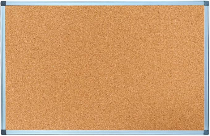 BIBOC Cork Bulletin Board,Cork Board,Felt Board, Pin Board, Notice Board, Memo Board for Homes or Offices,18 X 24 Inches, Silver Aluminium Frame-DeskLoop Office