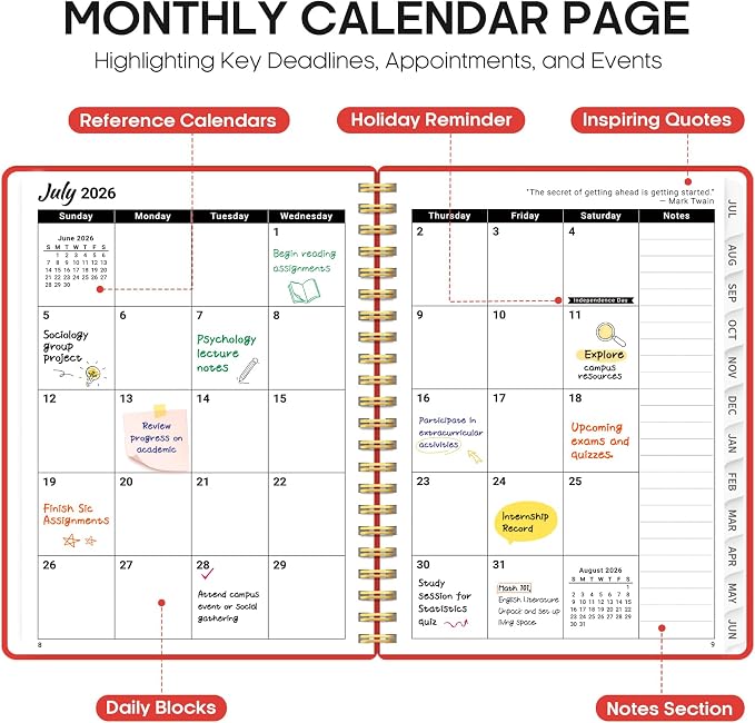 Planner 2026-2027, 8.5" x 11" Weekly and Monthly Academic Year Planner Calendar - Image 2