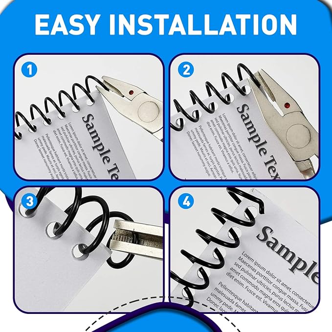 150 Pack Spiral Binding Coils, 4:1 Pitch Plastic Binding Coils Kit, 6 Different Sizes Spiral Coils for Binding 1/4", 5/16", 3/8", 1/2", 5/8", 3/4", Black Binding Spirals-DeskLoop Office